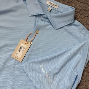 PETER MILLAR Mens LARGE Jubilee Stripe Performance Jersey Polo Blue NEW